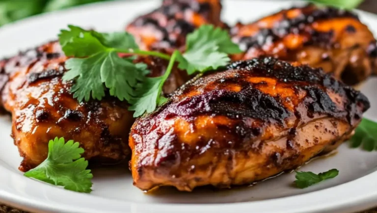 Marinated grilled chicken served with green sauce