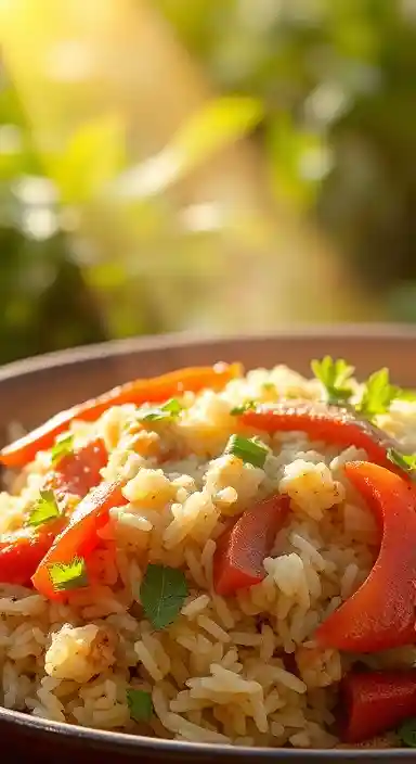 a simple and quick dish of fried rice with meat